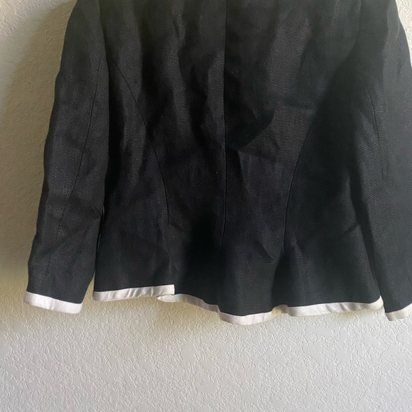 Lauren Ralph Lauren Linen Preppy Academia Black and White Trim Blazer Jacket 8P - Picture 10 of 14